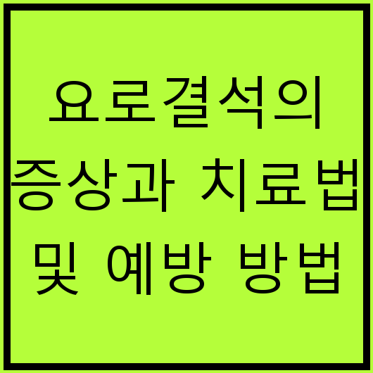 요로결석의 증상과 치료법 및 예방 방법