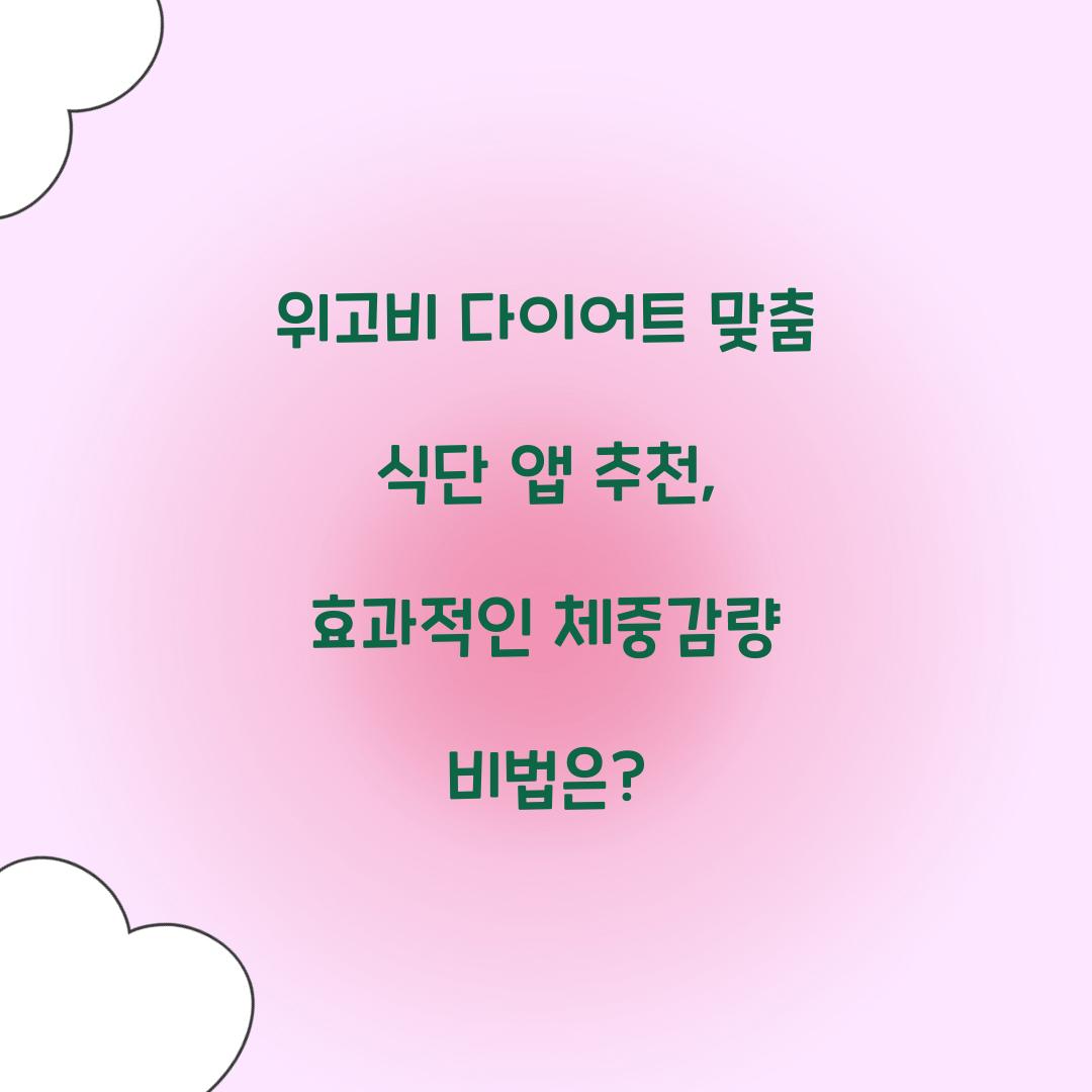 위고비 다이어트 맞춤 식단 앱 추천