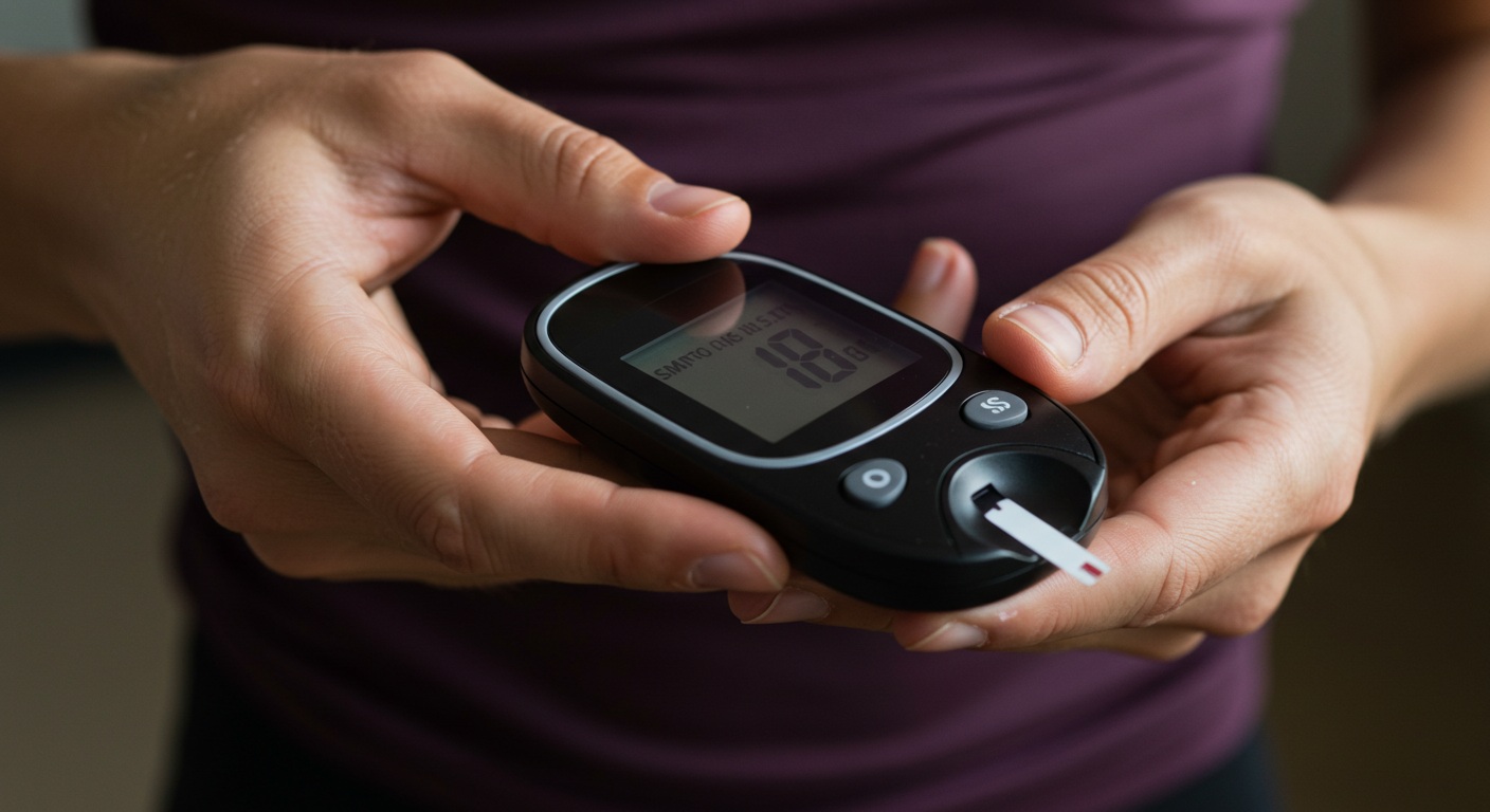 운동 후 혈당 체크하는 모습
