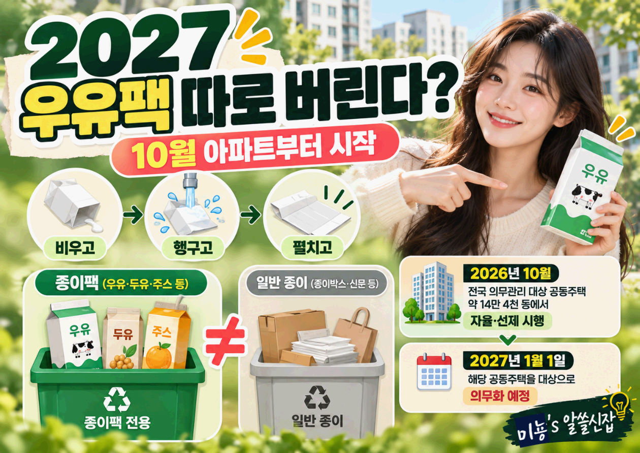 2027년 우유팩 따로 버린다｜10월 아파트부터 달라지는 종이팩 분리배출법
