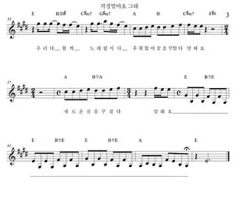 걱정말아요 그대 악보 합창 기타 가사 드럼 악보_5