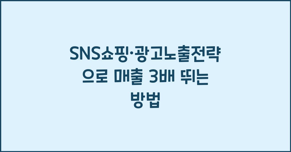 SNS쇼핑·광고노출전략