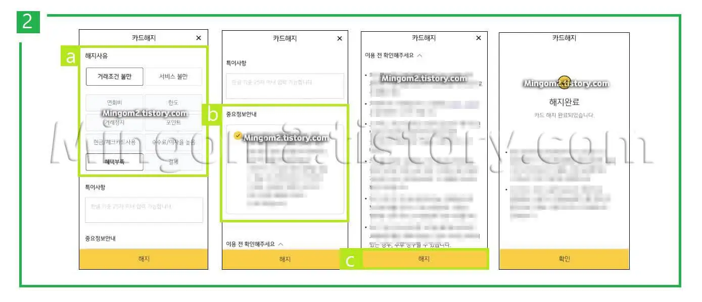신용카드 해지절차에 대한 설명
