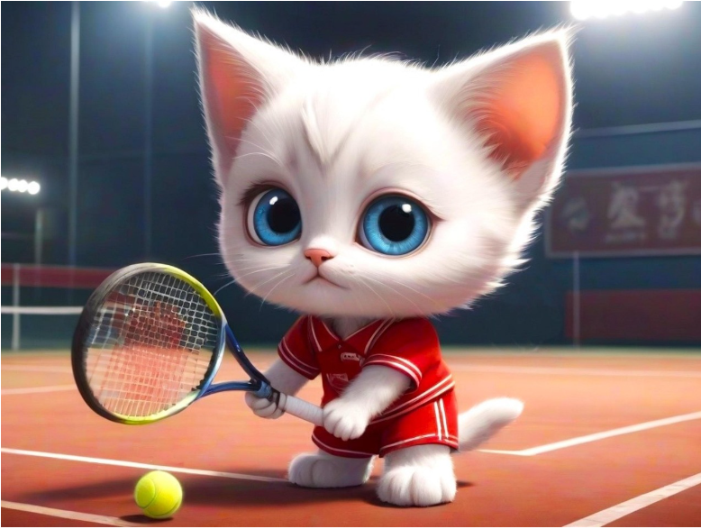 테니스라켓잡은 고양이
