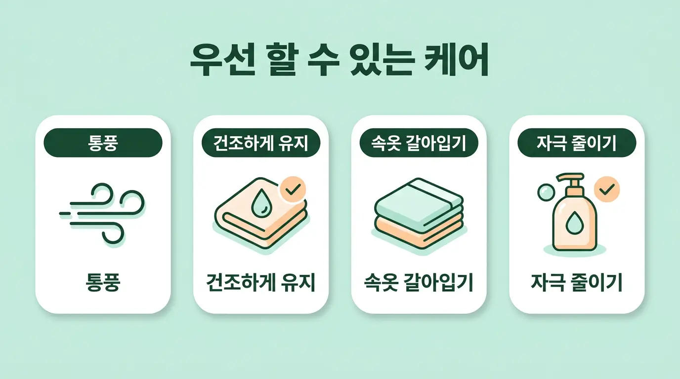 사타구니 가려움증 집에서 관리 통풍 건조 속옷 교체