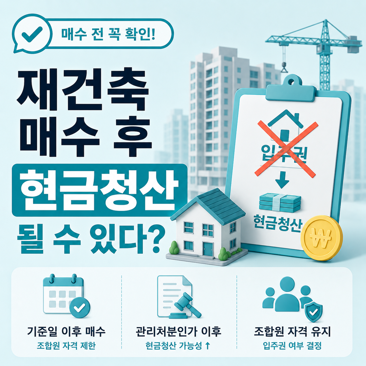재건축 매수 후 현금청산 대상 조건 비교 안내