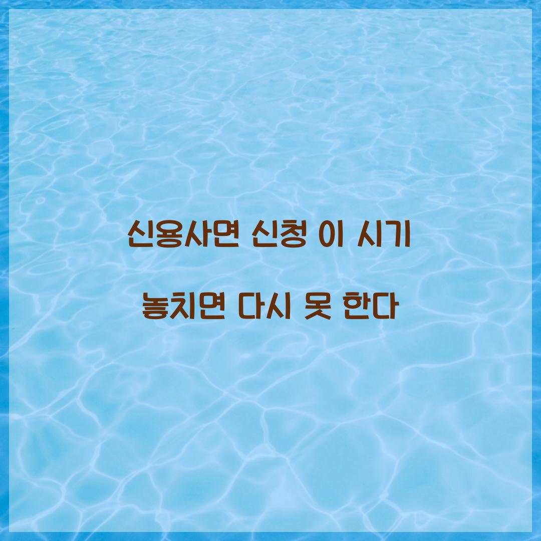 신용사면 신청 이 시기 놓치면 다시 못 한다
