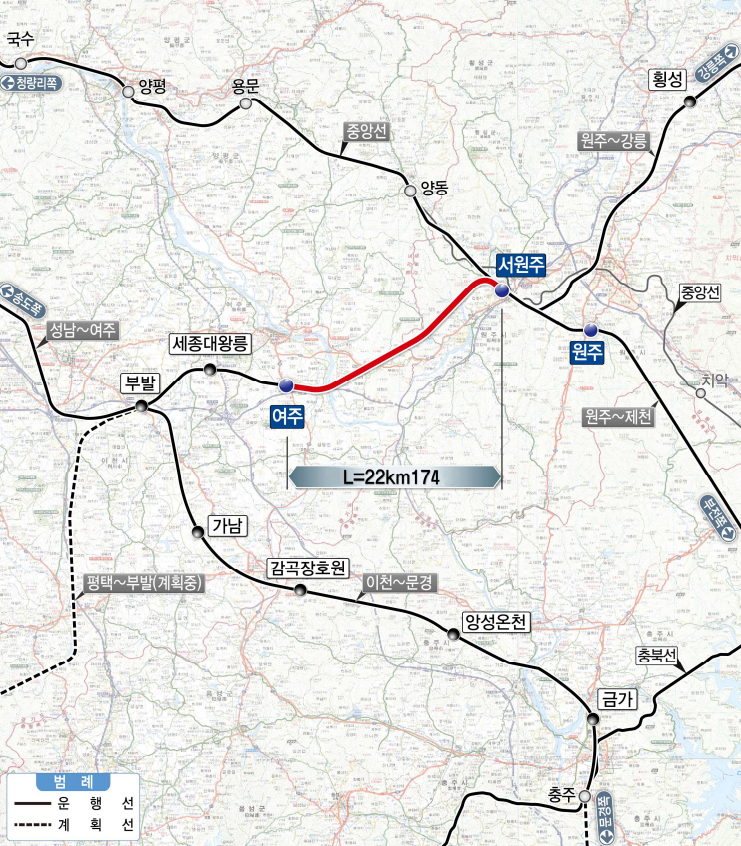여주~원주 사업노선 위치도