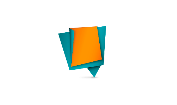 Folded pop-up paper, Orange and Teal color / vector graphic materials free download