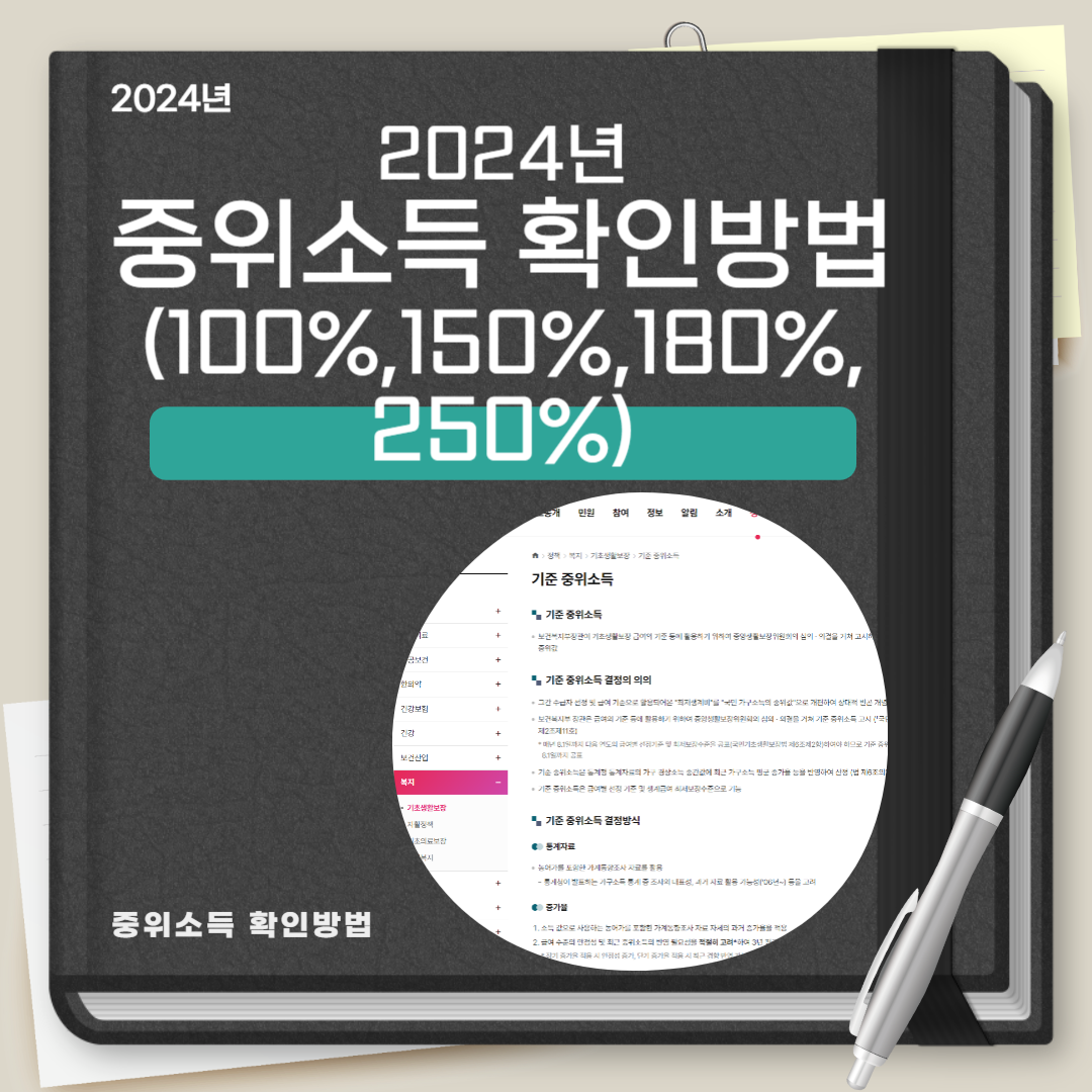 중위소득 확인방법(100%, 150%, 280%, 250%)