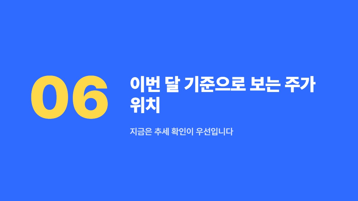 이번 달 기준으로 보는 주가 위치 — 지금은 추세 확인이 우선입니다