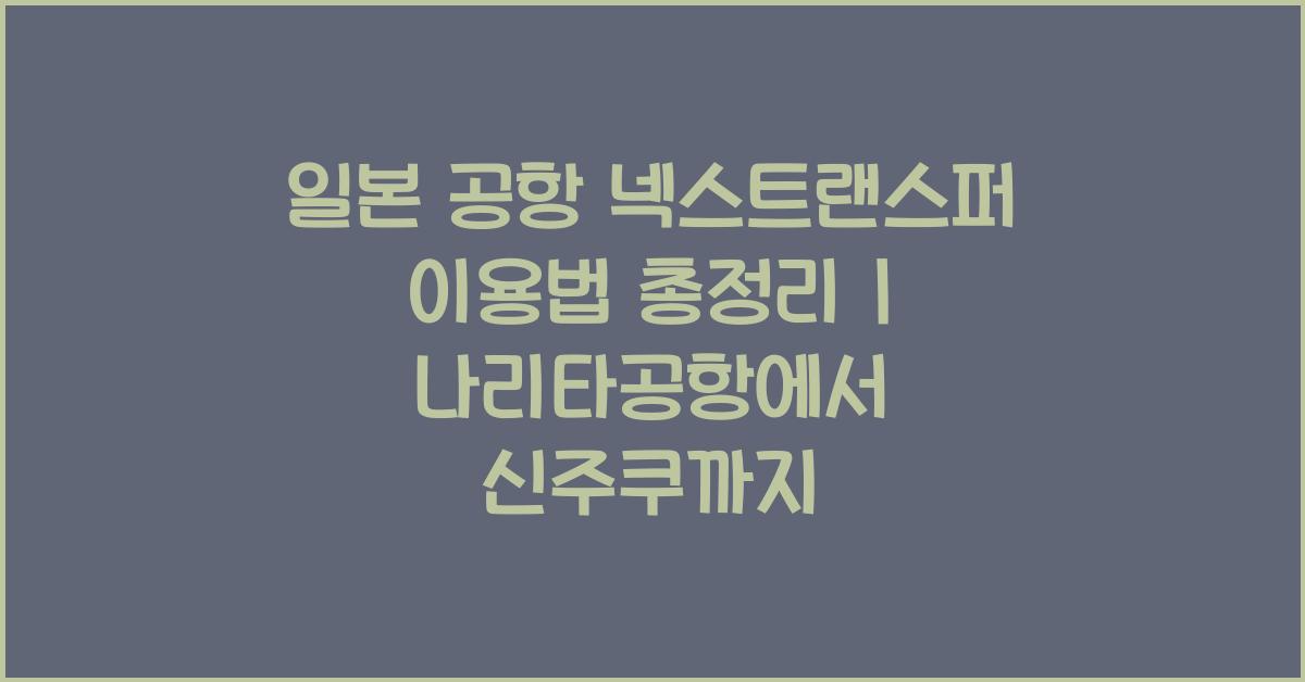 일본 공항 넥스트랜스퍼 이용법