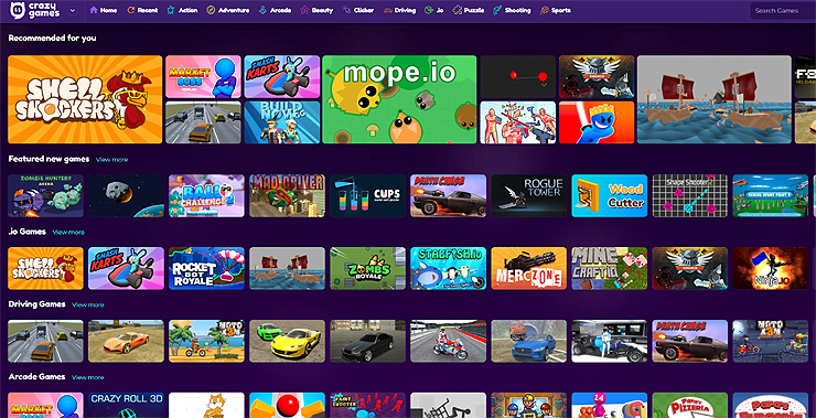 crazy-games-메인-화면