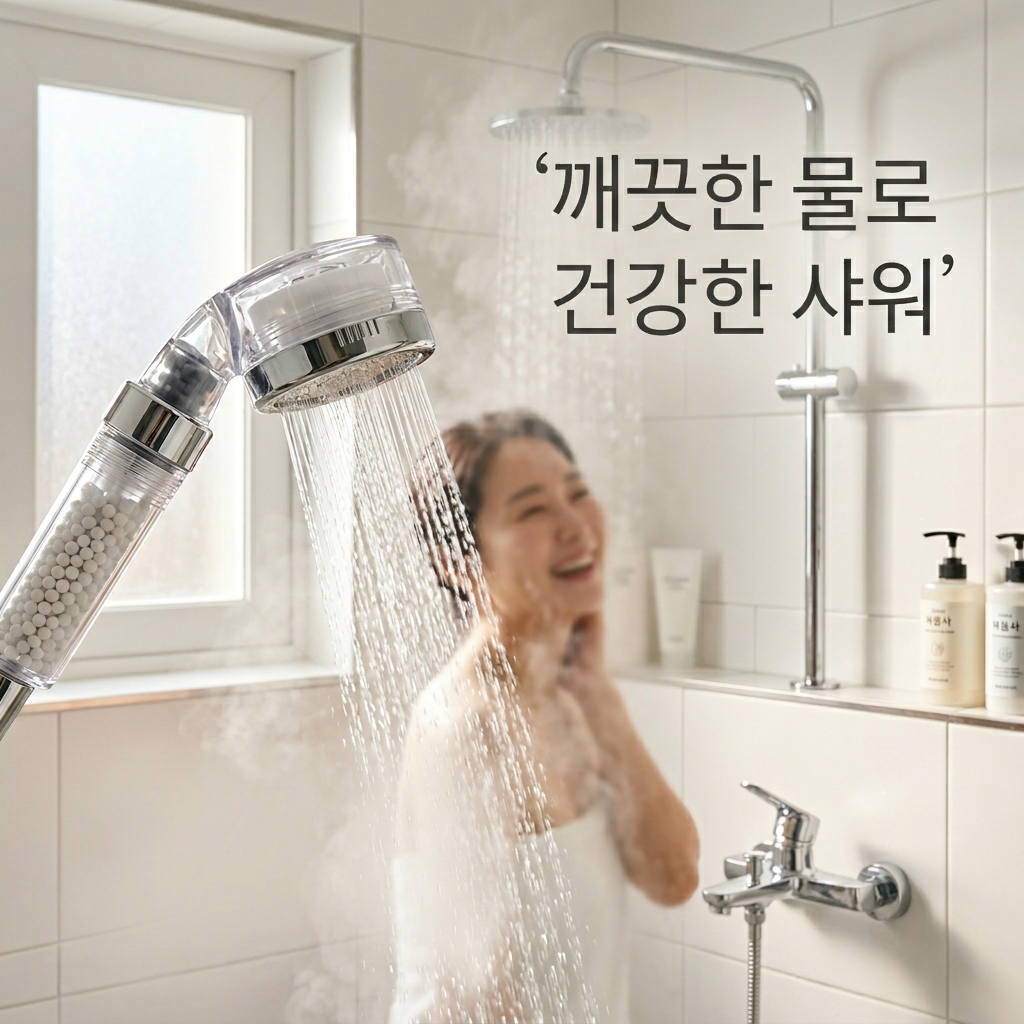 샤워기헤드 교체 전후 필터 오염 상태