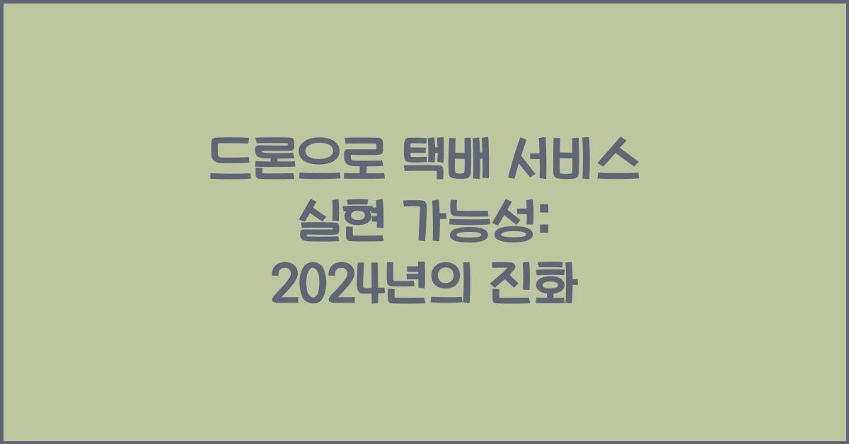 드론으로 택배 서비스 실현 가능성