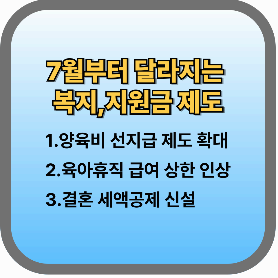 2025년 7월부터 달라지는 제도 총정리｜지원금부터 먼저 살펴보세요