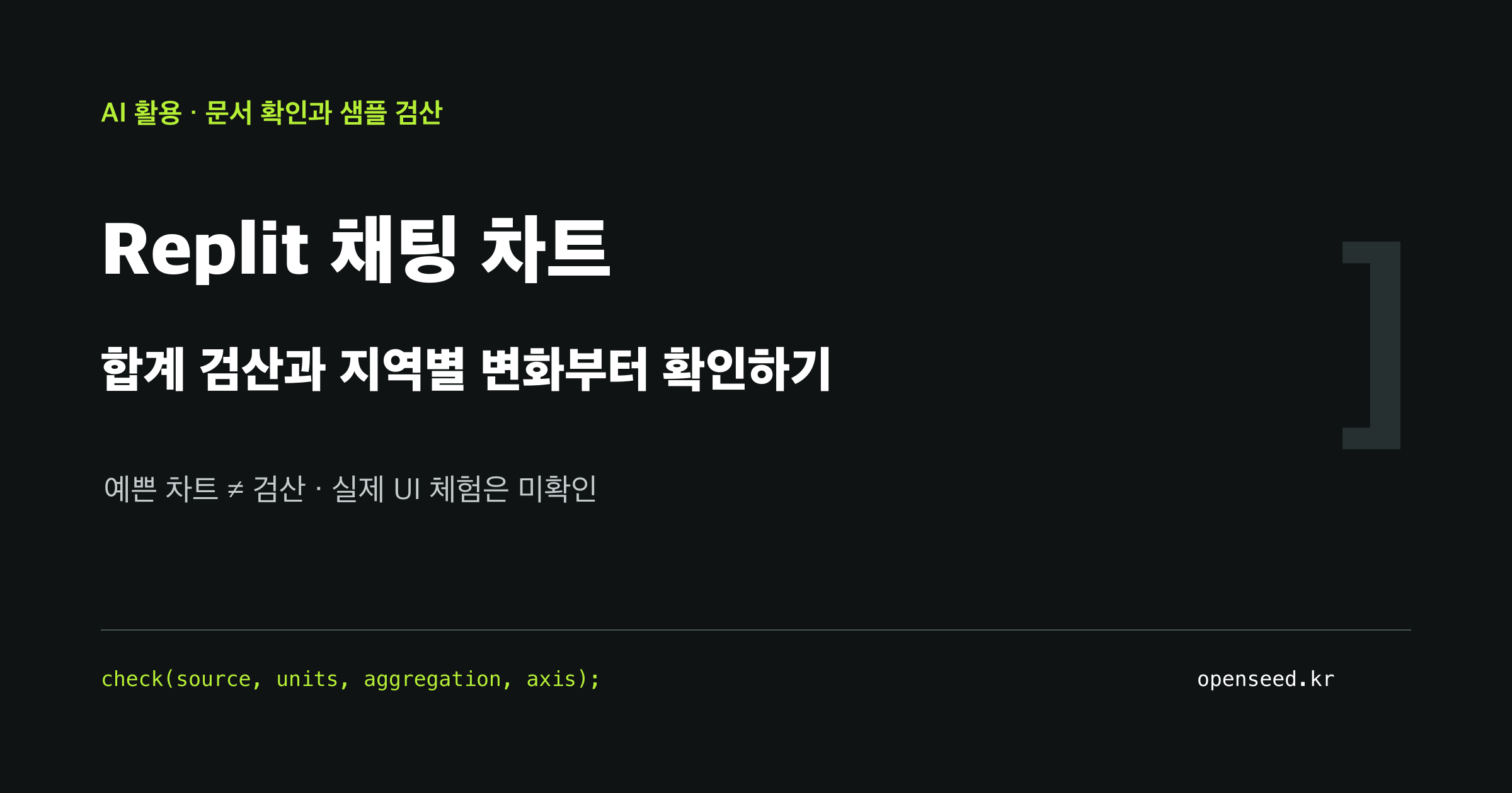 Replit 채팅 차트 — 합계 검산과 지역별 변화부터 확인하기; 공식 문서와 공개 샘플 검산, 실제 UI 체험 미확인