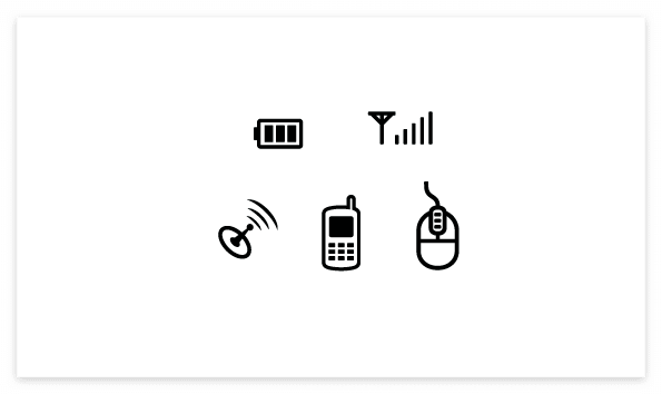 Free Icon vector source : Battery, Charged, Antenna, Cellular phone, Mouse