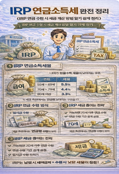 IRP 연금 수령 시 세금 계산 방법 인포그라피