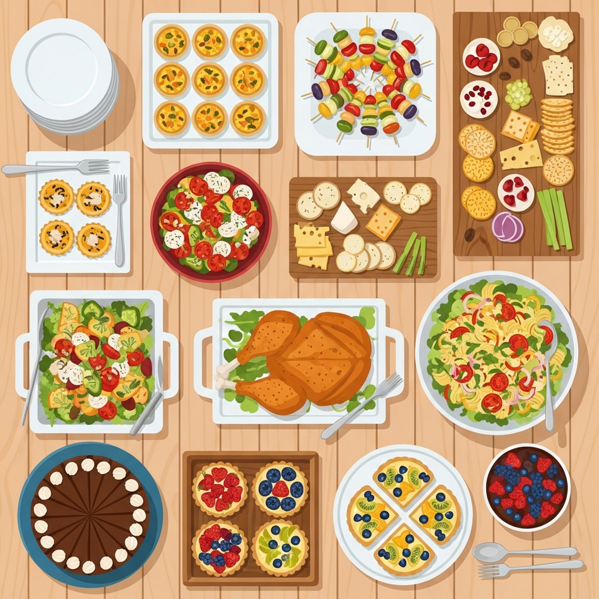 음식 배치 테이블