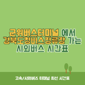 군위버스터미널에서 경북도청버스정류장 가는 시외버스 시간표 최신정보