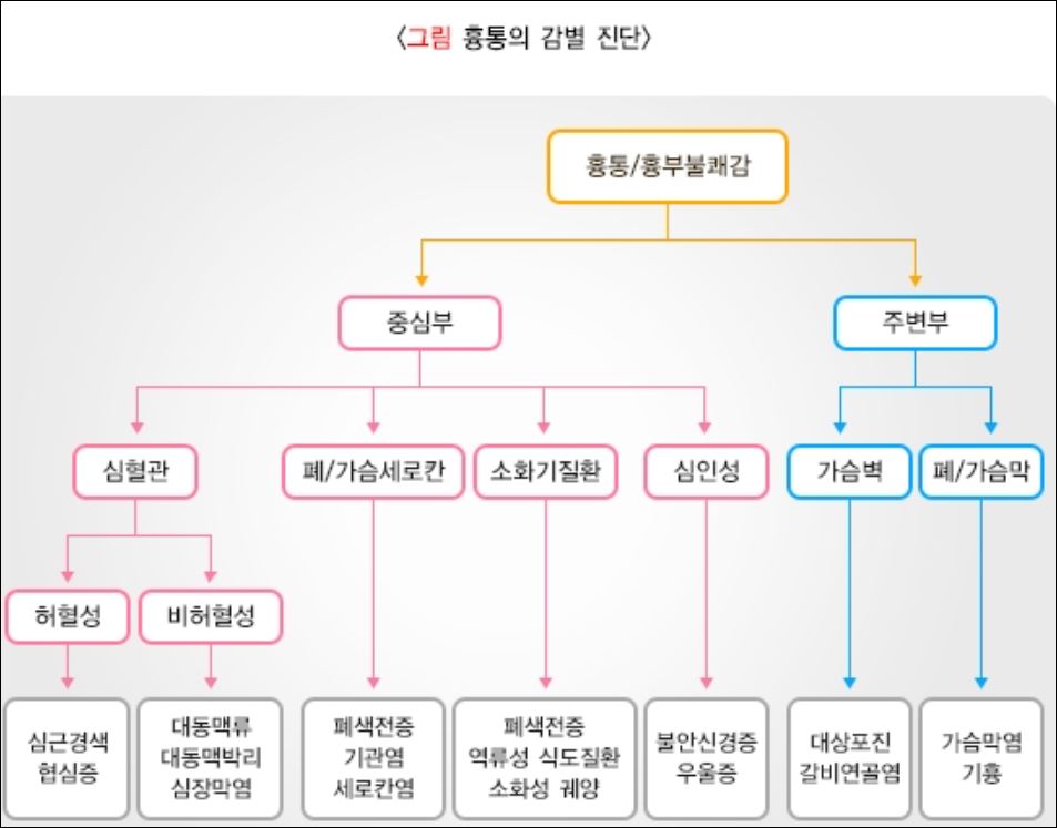 흉통의 감별 진단해 보기(출처-질병관리청)