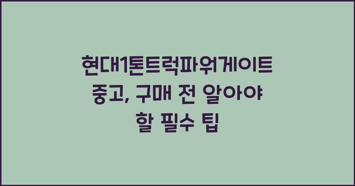 현대1톤트럭파워게이트 중고