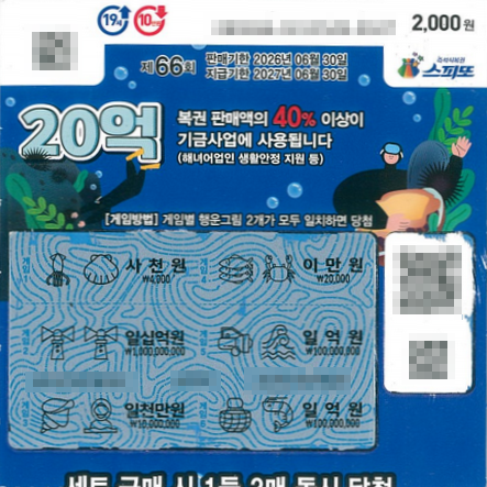 스피또2000 66회 1등 담첨복권
