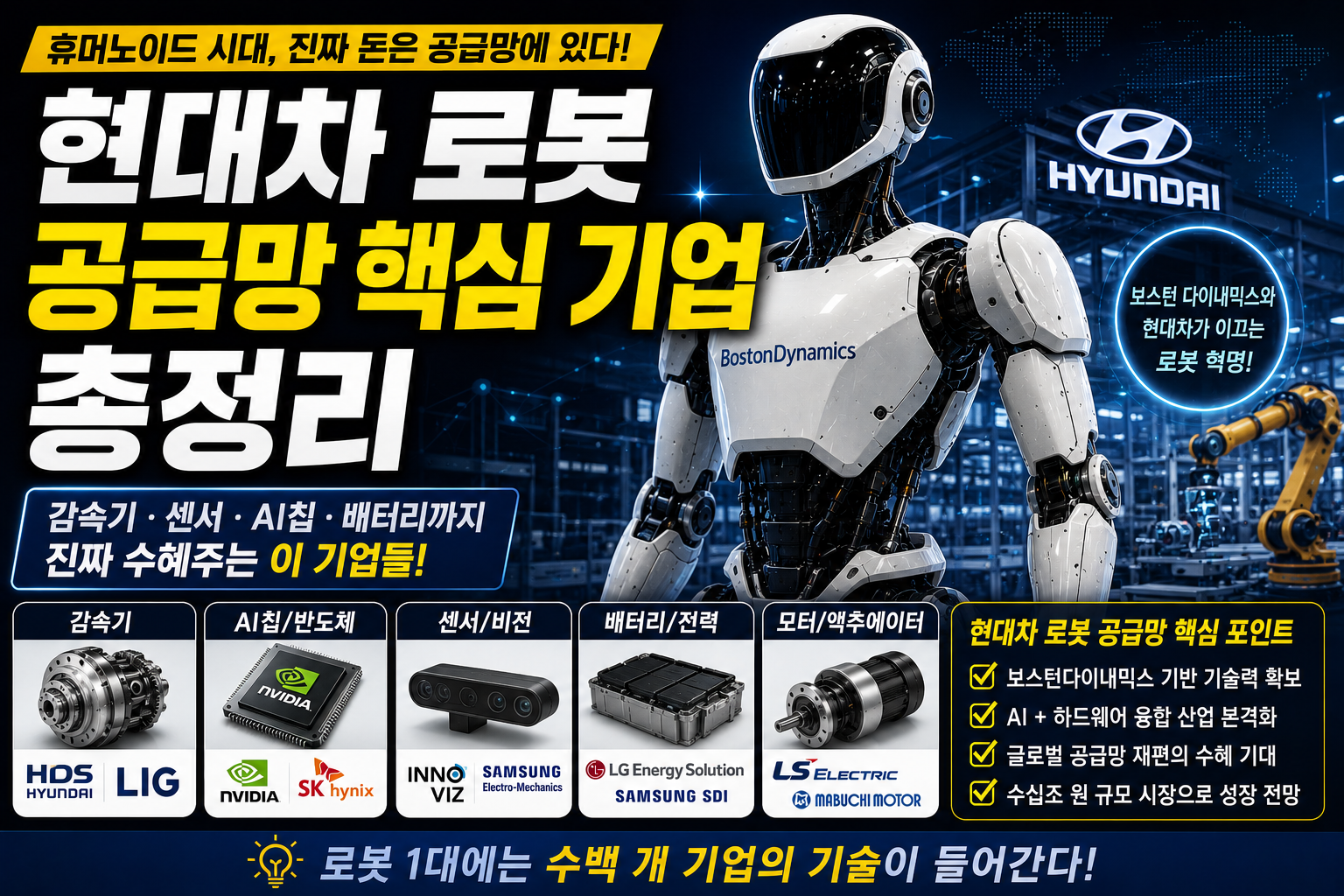 현대차 휴머노이드 로봇 공급망과 감속기 AI칩 투자 분석