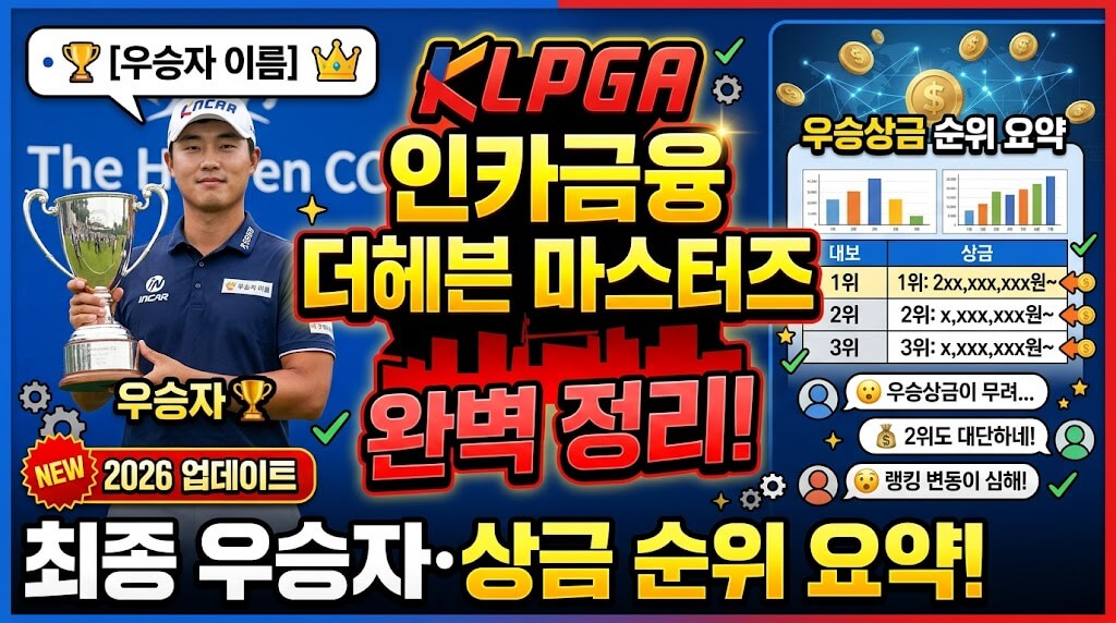 KLPGA 인카금융 더헤븐 마스터즈 최종 우승자 및 우승상금 순위 요약
