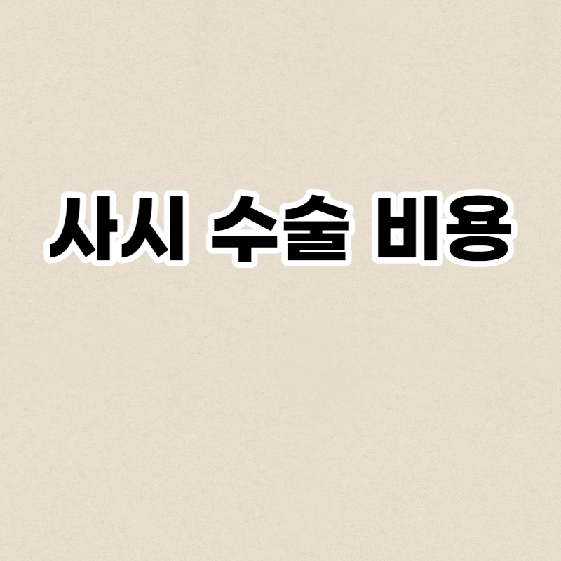 사시 수술 비용