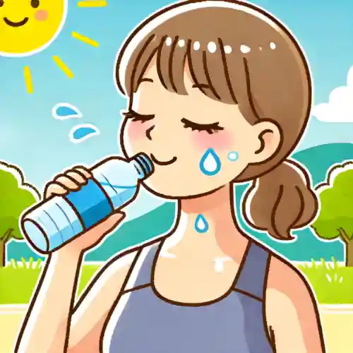 여름철 운동 후 물을 마시는 여성