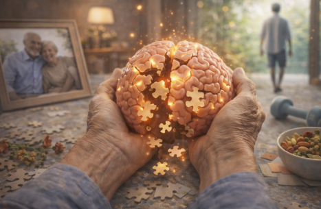 치매 예방을 위한 두뇌 운동하는 모습