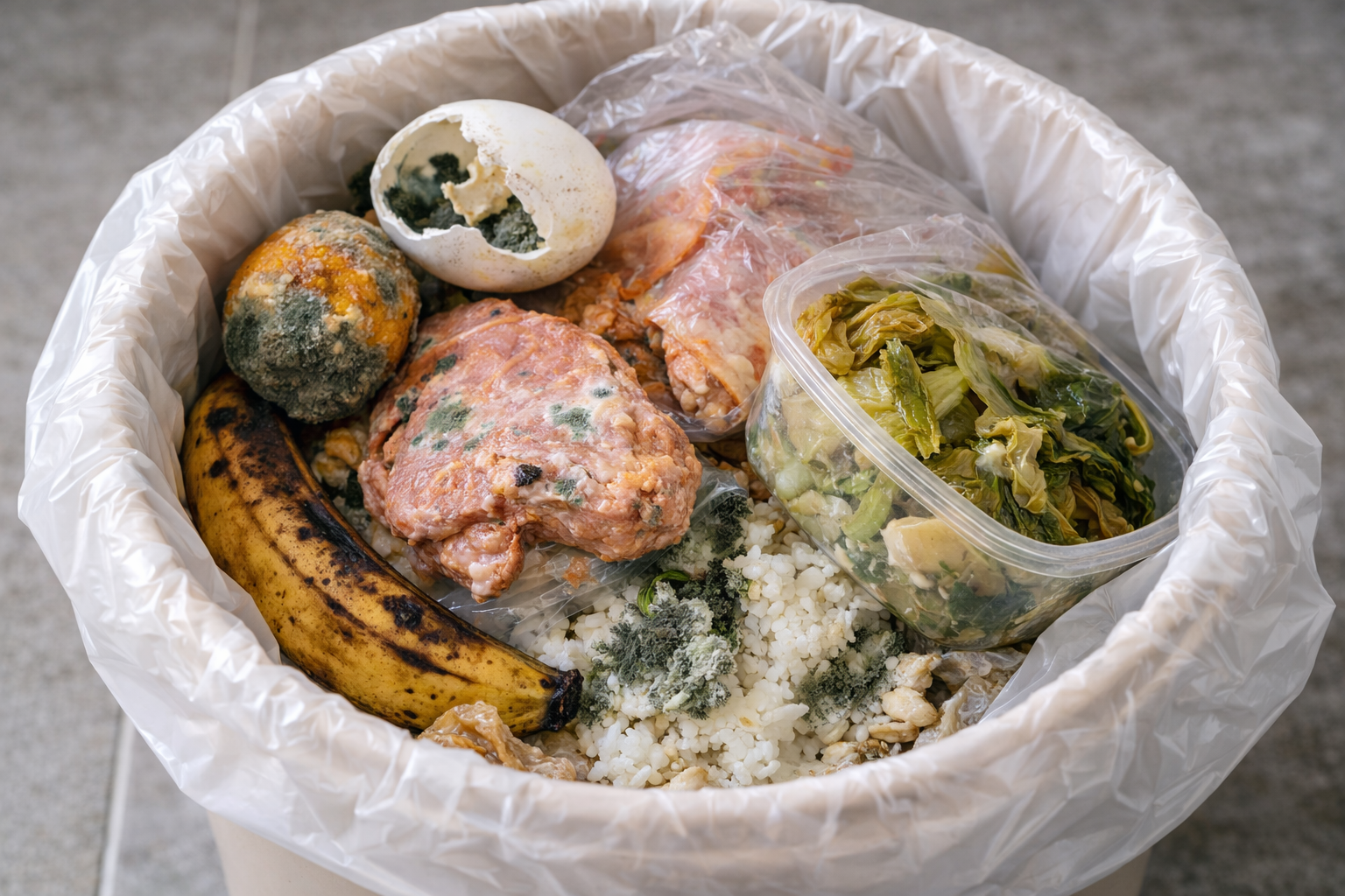 상해서 폐기한 식재료