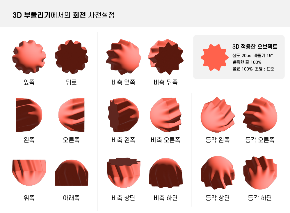 부풀리기 회전 설정