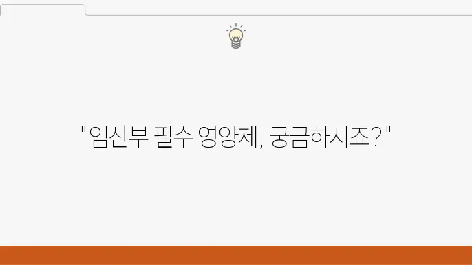 임산부 영양제 추천! 임신 주기별 영양제 정리