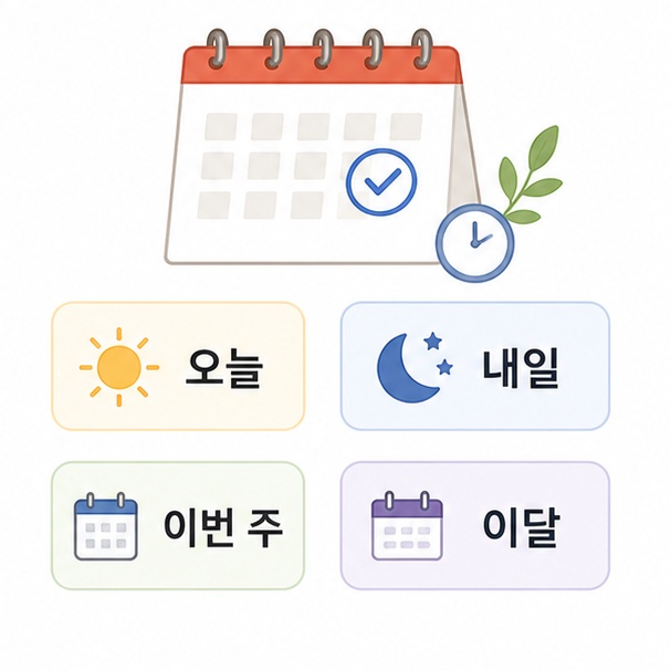 다음 띠별운세에서 오늘, 내일, 이번 주, 이달 운세를 확인하는 방법을 정리한 이미지