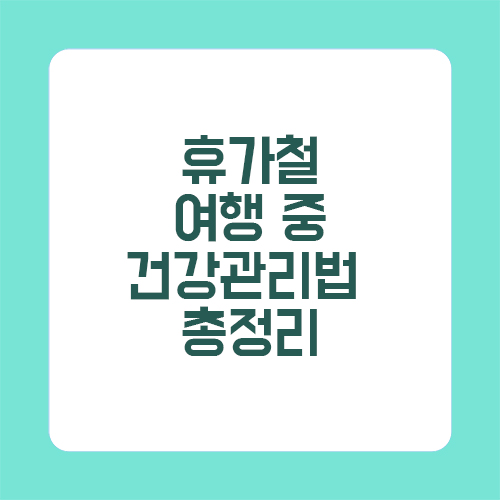 휴가철 여행 중 건강관리법 총정리
