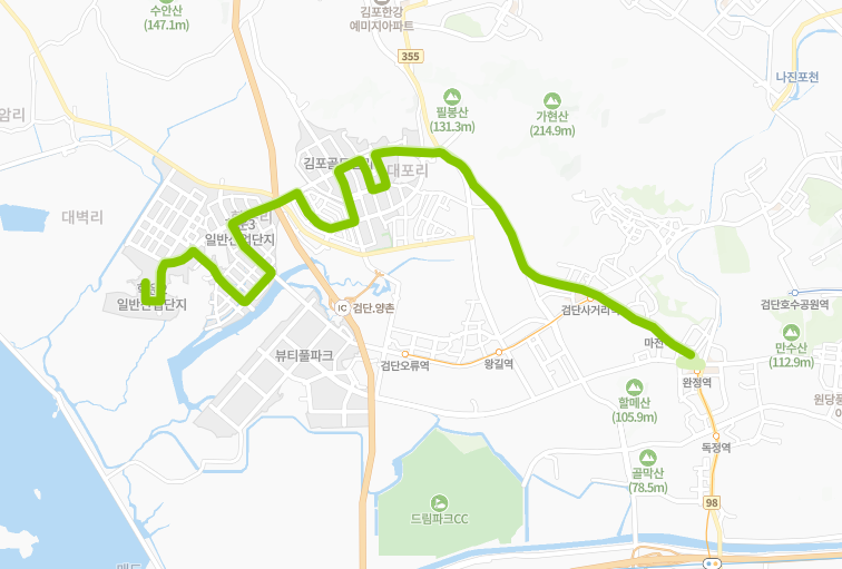 김포-인천-90-1번-버스-노선-지도