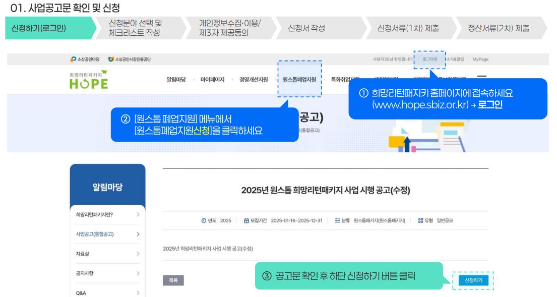 원스톱폐업지원 신청절차