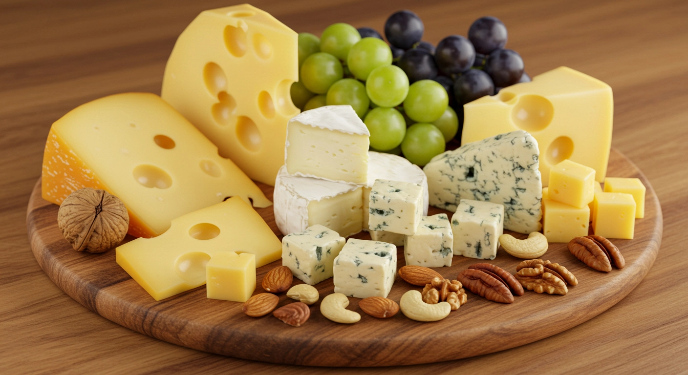 치즈와 호두가 들어있는 접시 모습