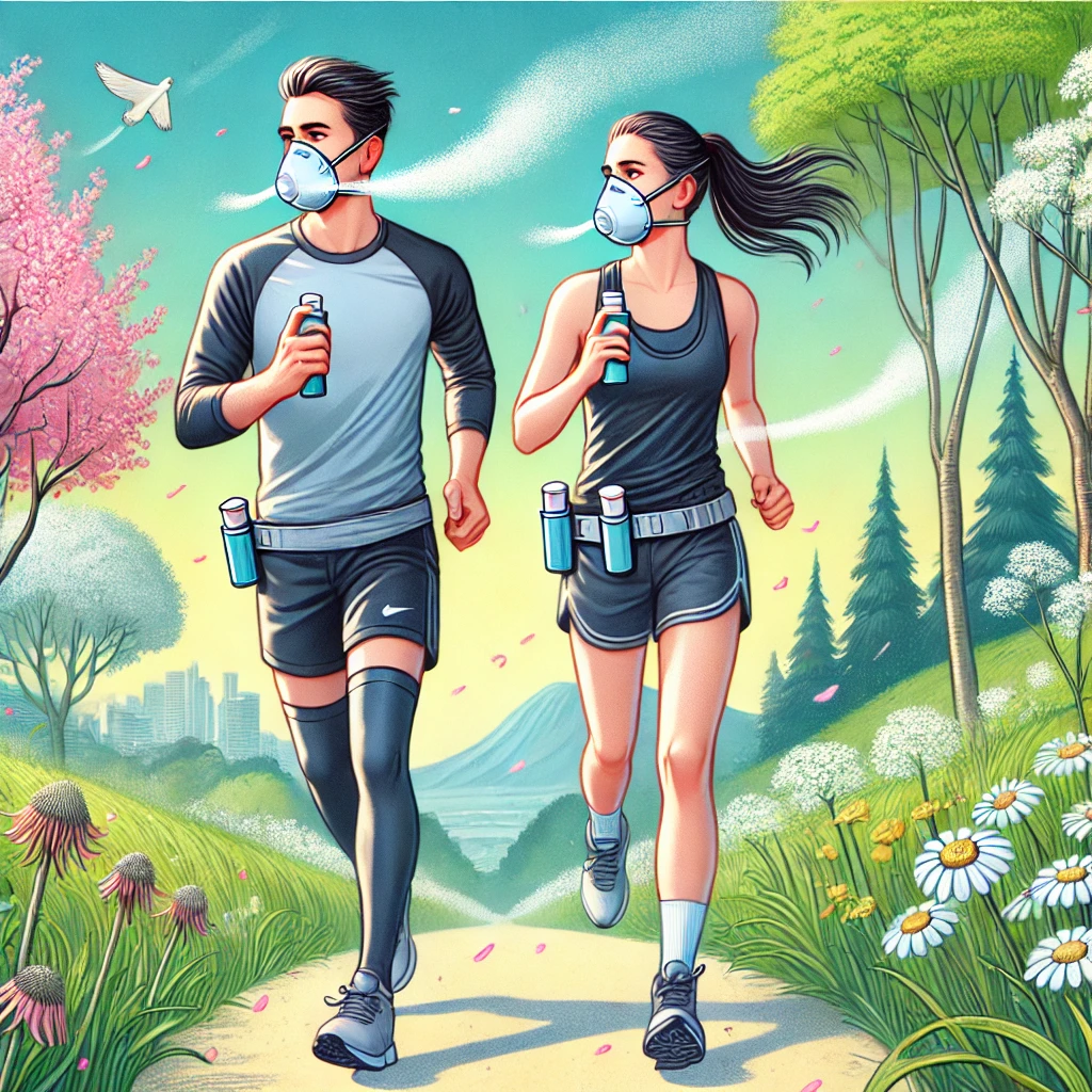 봄철 러닝 중인 커플 일러스트