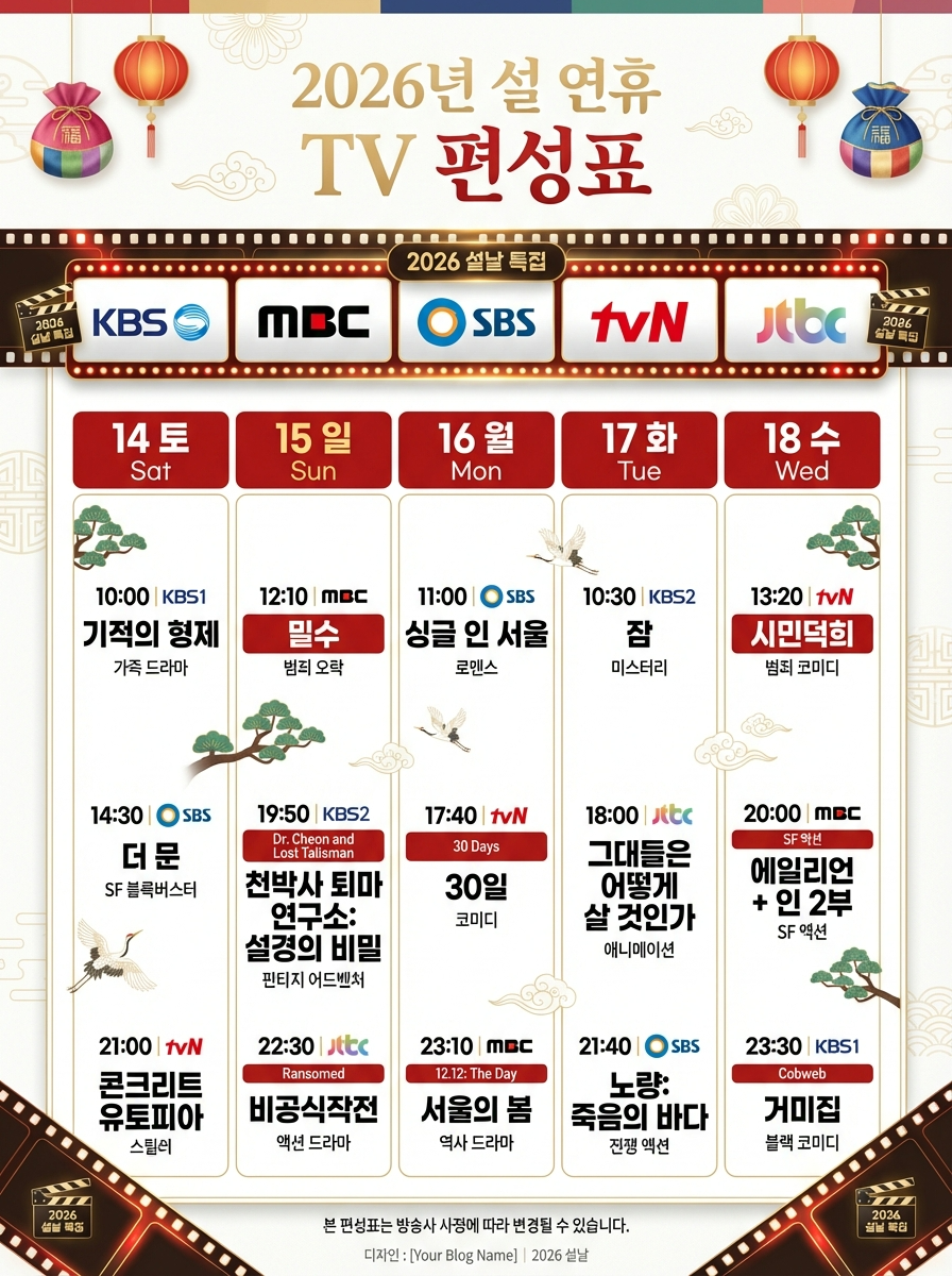 2026 설날 특선 영화 편성표