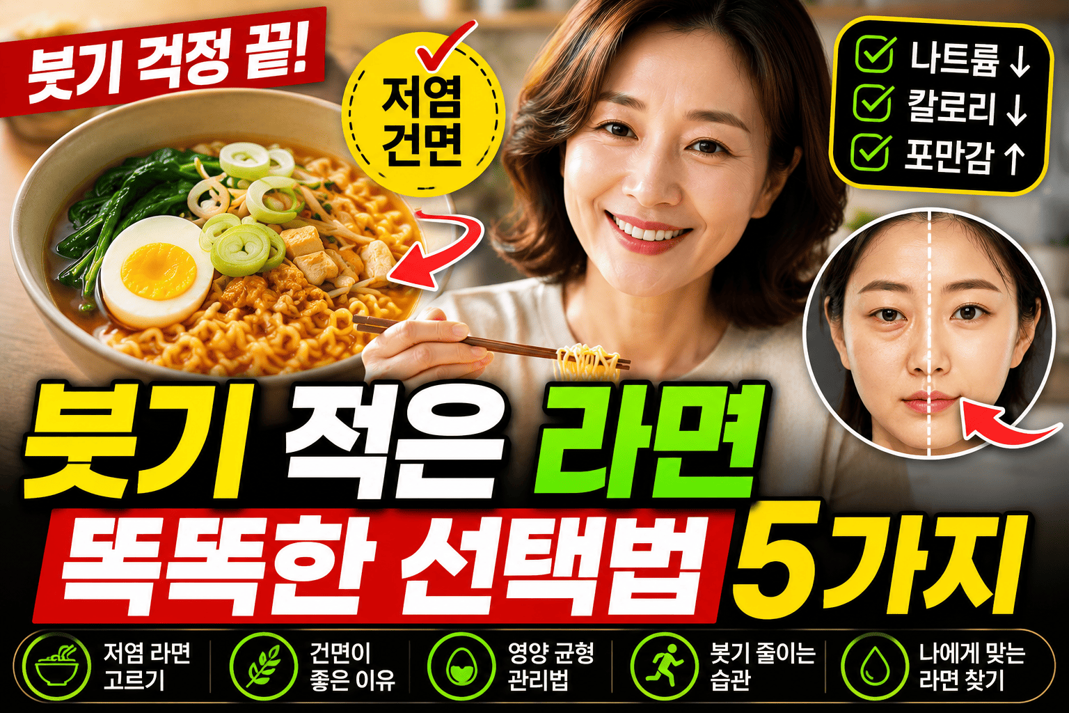 붓기 적은 라면 선택법 (건강라면, 저염식, 영양관리)