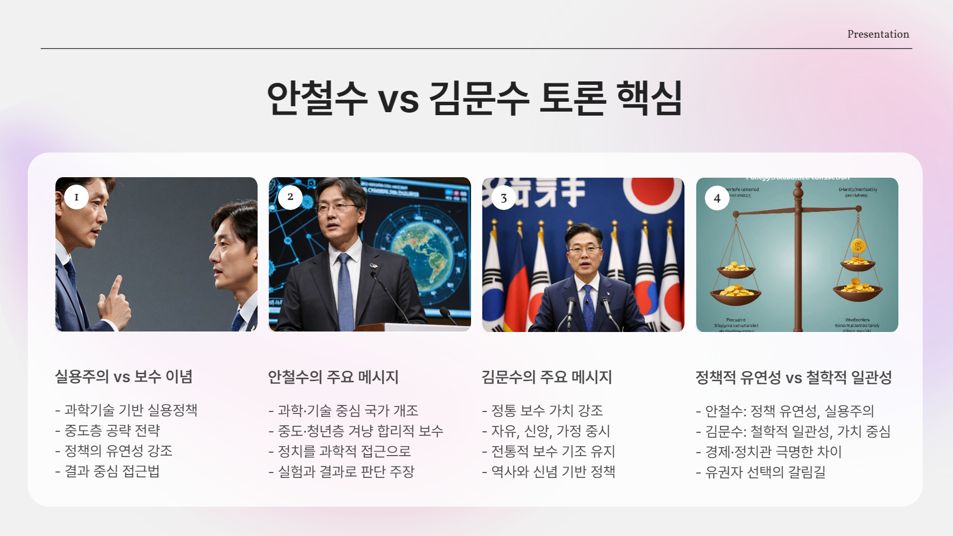 안철수 vs 김문수, 이념 vs 실용의 격돌
