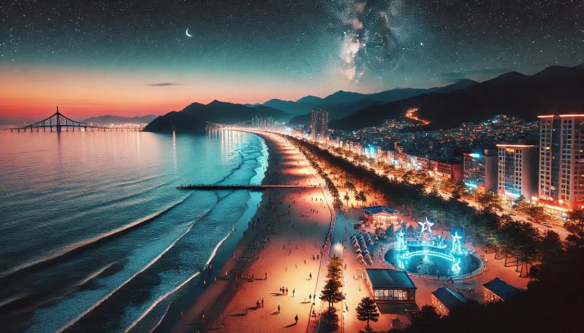 다대포 해수욕장 야경 이미지