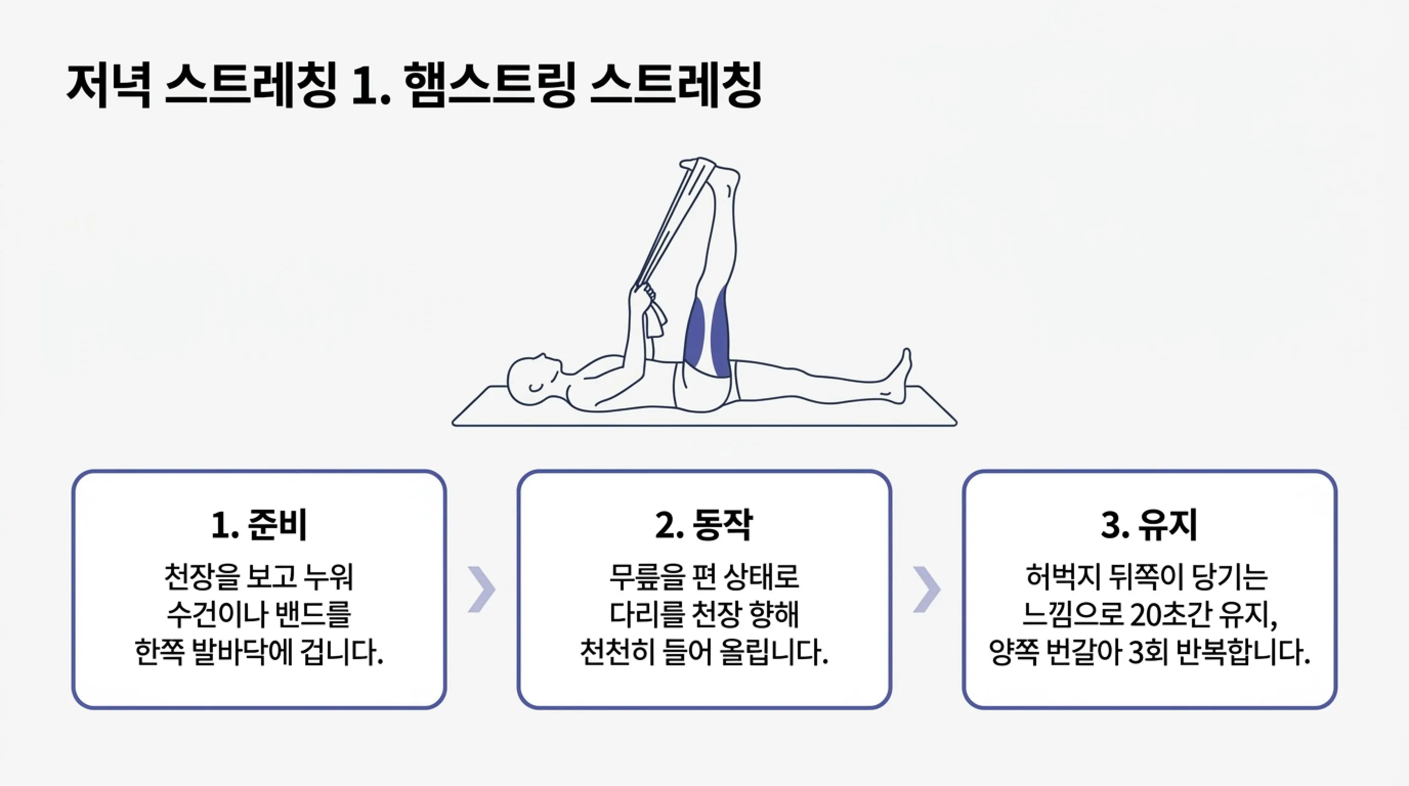허리 통증 완화에 도움이 될 수 있는 스트레칭 5가지 (아침·취침 전 루틴) 햄스트링 스트레칭