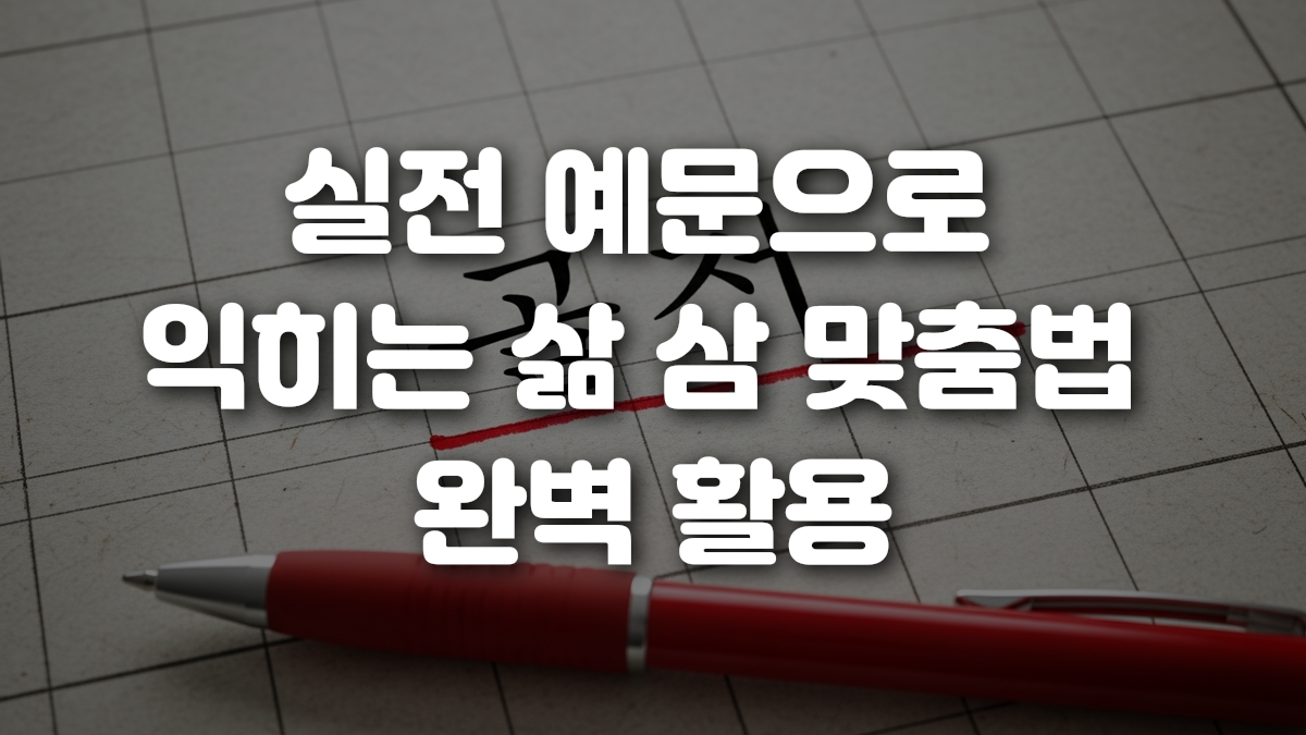 실전 예문으로 익히는 삶 삼 맞춤법 완벽 활용