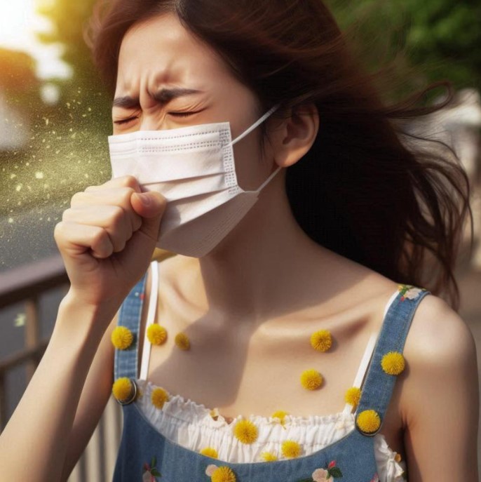 비염으로 마스크 쓰고 있는 사진