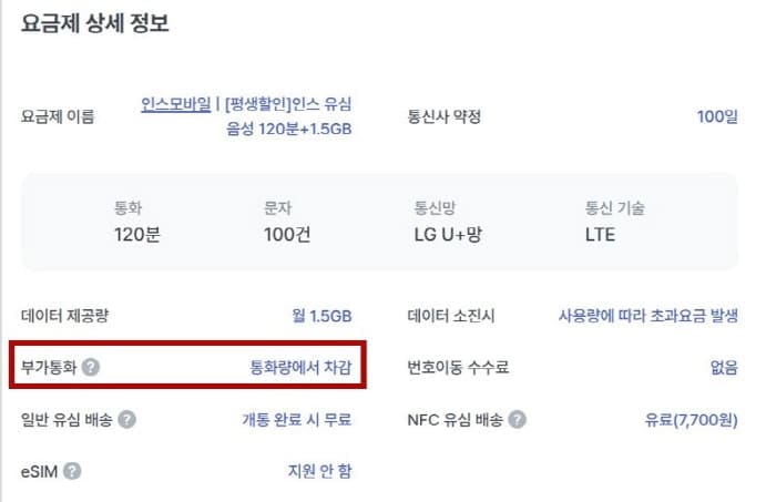 알뜰폰통화요금상세